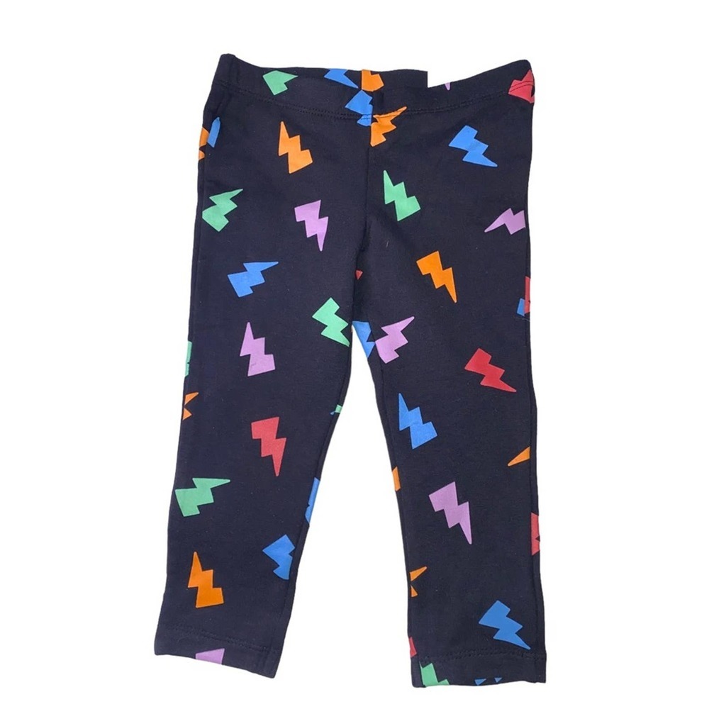 NWT Toddler Girls Stem Black Multi Bolt Leggings Size 2 ~